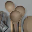 11 pcs Silicone Kitchen Utensil Set with Wooden Handles (Neutral Taupe)
