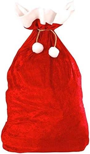 Christmas Velvet Santa's Sack - Large Gift Wrapping Bag for Xmas Presents, Toys, and Storage