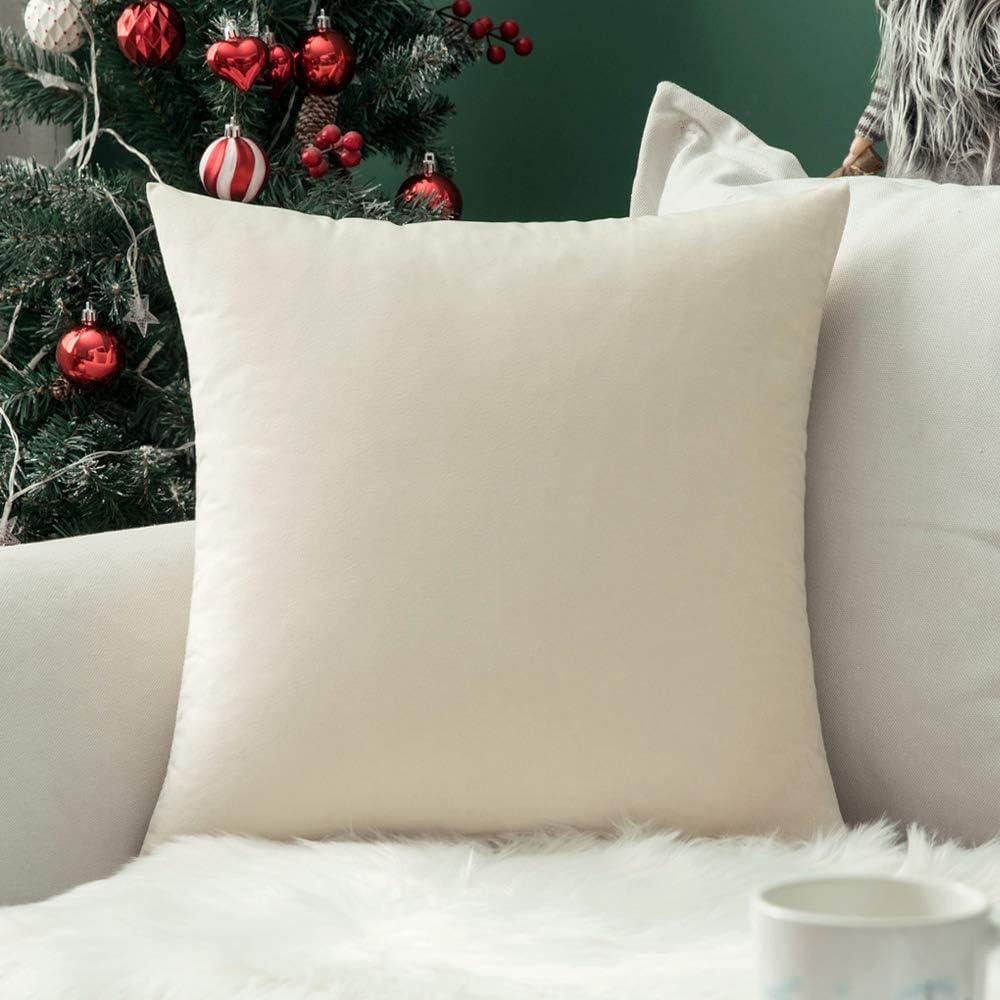 MIULEE Velvet Pillow Cover Soft Luxury Decorative Throw Pillow Cover Eruo Sham Single Rectangle Cushion Case for Couch Sofa Bedroom Car Decor,26x26 Inch Cream White