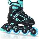 Nattork Blade Roller Skates for Boys with Light Up Wheel, Outdoor & Indoor Illuminating Black Inline Skates for Boys Little Kids Toddler Ages 5-8 4 5 6, Beginners, Large-Youth