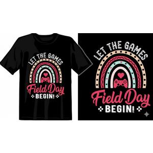 Field Day Shirt for Toddler Boys Girls Kids 2-8T, Colorful Field Day Print, Short Sleeve Tee, Fun & Comfortable (4-5T, Smile)