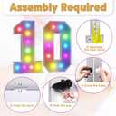 Marquee Numbers Colorful 10th Birthday Decoration: 4FT Large Light Up 10 Year Old Birthday Decorations Anniversary Backdrop Cardboard Sign 18 Colors Number 10 Mosaic Balloon Frame