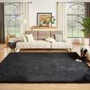 Floralux 9x12 Area Rug for Bedroom, Black, Large Shag Carpets Living Room Rug, Ultra Soft Shaggy Fluffy Carpet for Playroom, Plush Modern Floor Rug for Kids Room