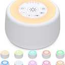 Sleepbox Sound White Noise Machine with 25 Soothing Sounds and 10 Colors Warm Night Light 4 Brightness Levels 32 Volume Levels 5 Timer and Memory Function for Baby Kids Adults Seniors Sleeping (White)