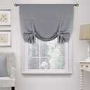 H.Versailtex Thermal Insulated Blackout Short Curtain Bathroom Curtain Gray Tie Up Shade for Small Window Window Valance Balloon Roman Blind - 42" Wide by 63" Long - Dove Gray