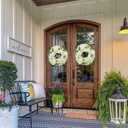 Briful Hydrangea Spring Wreaths for Front Door, 16.5'' White Hydrangea Artificial Door Wreaths for Home Mantle Wall Farmhouse Decor