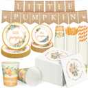 Tanlade 193 Pcs Thanksgiving Little Pumpkin Baby Shower Party Decoration Set Including Fall Little Pumpkin Banner Disposable Fall Baby Shower Paper Plates Cups Napkin Straws Plastic Knives Fork Spoons