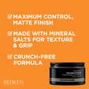 Redken Brews Texture Pomade For Men For All Hair Types - Maximum Strong Hold, Natural Matte and Low Shine Finish With No Crunch Styling and Sculpting