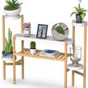 Wisuce Bamboo Plant Stands Indoor, 3 Tier Tall Corner Plant Stand Holder & Plant Display Rack for Garden Outdoor (3-2 Tier)