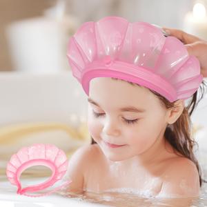 Kair Baby Kids Bath Visor Soft Adjustable Silicone Toddler Children Shower Cap Hair Washing Hat Keep Kids Shield Water Out of Eyes & Ears Head Circumferences 17" - 24" (Pink, More Than 24 Months)