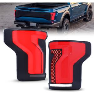 JFN LED Tail Lights Compatible For Ford F150 Pickup 2015-2020 W/Red Turn Signals (Not Fit a 2019 XLT/Lariat & BLIND Model & Factory LED Lamp) (Clear)
