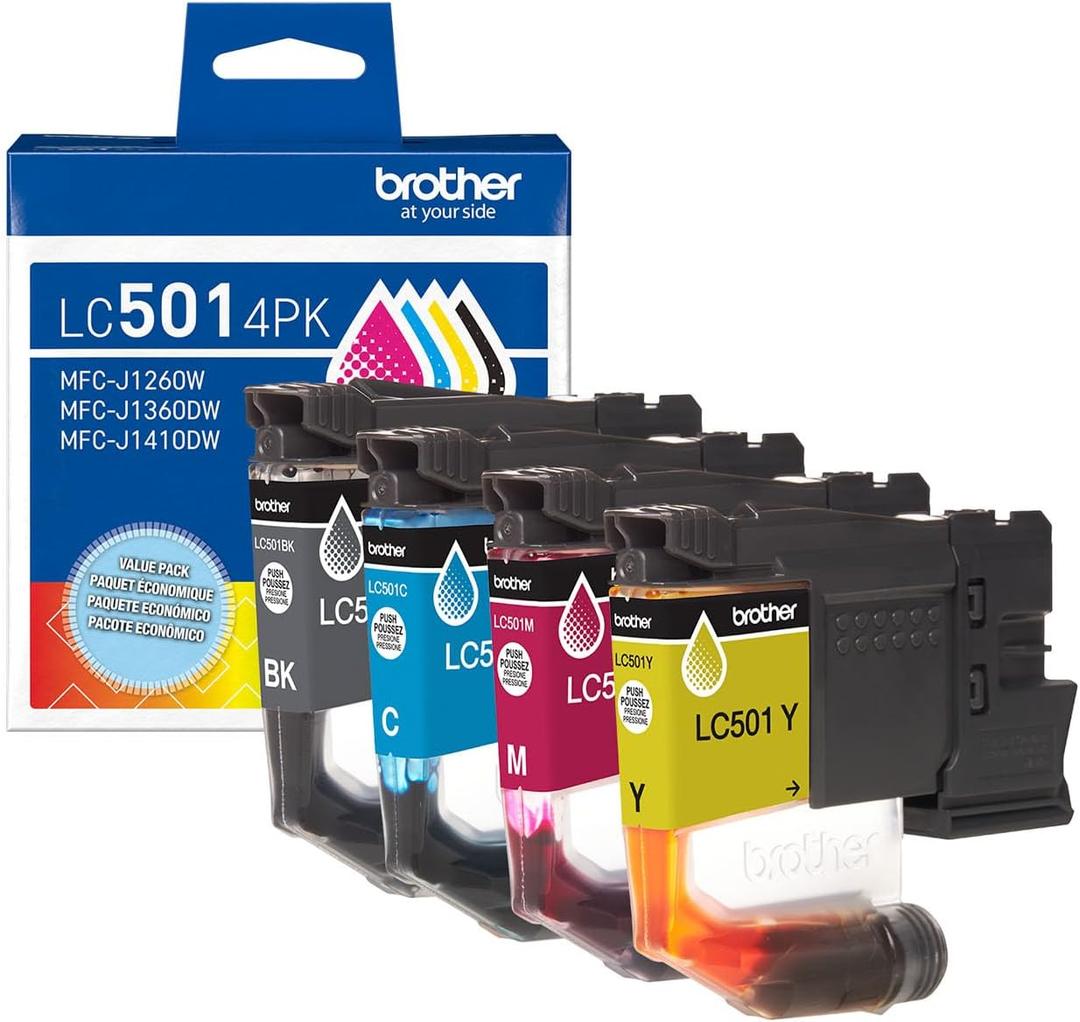 Brother Genuine LC5014PK 4-Pack (1 Each of) Standard Yield Black, Cyan, Magenta, and Yellow Ink Cartridges