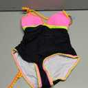 popvil One Piece Swimsuit 2025 Tummy Control Women Bathing Suit Shapewear Swimsuits Slimming Neon Cute Tie Back Swimwear (Small, Black4)