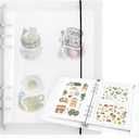Ruatu A5 Sticker Storage Organizer Binder Collecting Book Reusable Sticker Collection Holder Notebook Blank Album with 3 Different Sized Pockets and Frosted Cover