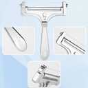 2 x Cheese Slicer Kit, Adjustable Thickness Iron Handheld Cheese Slicer with 4 Extra Wires & Wrench Food Shaver Cutter for Butter Cheddar Mozzarella (Frosted Silver) (Matte color)