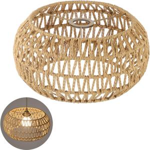 Rattan Lamp Shade, Retro Farmhouse Wicker Lampshade Replacement, 12.6" D×6.7" H Large Round Woven Lamp Shade for Floor Light, Pendant Light, Chandelier, Drum Shade