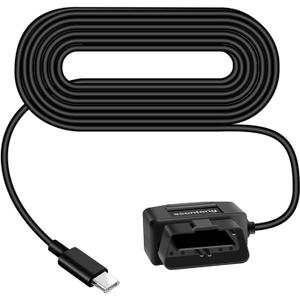 Ssontong Upgraded OBD2 OBD Power Cable for Dash Camera, OBD to Type-C USB OBDII Adapter Hardwire Charger Cable 24 Hours Surveillance and Acc Two Mode with Switch Button (Type-C USB Port)