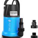 FOTING Sump Pump 1HP Clean/Dirty Submersible Water Pump, 4600GPH Utility Pump Thermoplastic Electric Portable Transfer Water Pump for Swimming Pool Garden Pond Basement with 10ft Long Power Cord, Blue and Black 