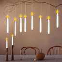 Floating Candles with Remote, 10 PCs Hanging Candles, Flickering Warm Light Flameless Floating LED Candle, Battery Operated Window Taper Candle Set for Halloween Home Party Decoration-White