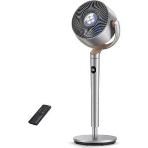 Dreo Standing Fan, 120+120Omni-directional Oscillating Fan For Bedroom, 85 ft Circulator With Remote, DC Motor Quiet Pedestal Fans, Adjustable Height, 8 Speeds, 3 Modes, 8H Timer, Home, PolyFan 502 (Silver)