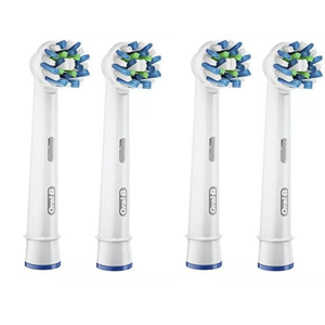 Oral-B Pro Cross Action Electric Toothbrush Head, X-Shape and Angled Bristles for Deeper Plaque Removal, Pack of 4 Toothbrush Heads, Whit