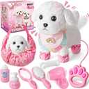 Golray Remote Control Toy Dog with Leash for Kids Girls, Electronic Interactive Plush Puppy Can Walk Bark, Stuffed Animal Dog Pet Care Pretend Play Set Gifts for Girl Kid Toddler 3 4 5 6 7 8 Years Old