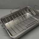 Roasting Pan with Rack for Turkey Chicken, Joyfair Stainless Steel Roaster Pan and V-rack for Toaster Oven, Rectangular Bakeware with Sturdy Handles, Heavy Duty & Dishwasher Safe (Large)