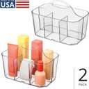 4-Section Storage Caddy with Handle, Set of 2, Clear