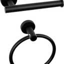 NearMoon 2 Pieces Bathroom Hardware Accessories, Towel Ring and Toilet Paper Holder- Stainless Steel Bath Towel Hanger and Hand Towel Holder, Wall Mounted (Matte Black)