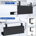 ZhiYo Steel 15.8in Cable Management Under Desk Tray, XL Clamp-On Under Table Cable Tray, No Drill Cord Hider Organizer for Desk, Wire Management Raceway, Black, W4.9in x H5.9in