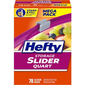 Hefty Slider Kitchen Storage Bags, Quart Size, 78 Count