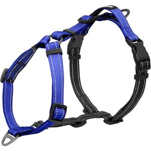 Dog Harness,Adjustable No Pull Dog Harness,Y-Shaped Design,Buckle-Neck Balance Harness with Reflective, Ideal for Dog Training Hiking, Easy Walk Harness,Durable High-Tensile Nylon-Blue-M