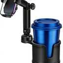 Cup Phone Holder for Car with Expandable Base, 2 in 1 Adjustable Hands Free Cell Phone Holders Car Cupholder Mount, Friendly Fit Large Bottle & iPhone All Cellphone for Truck SUV | No Shake Design (Black)