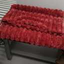 HaloRest Fluffy Faux Fur Throw Blanket, Thick 1000GSM Soft Cozy Throw Blankets for Bed, Luxury Plush Striped Warm Fuzzy Blanket for Couch LivingRoom Home Decor & Gifts(50" x 70", Red)