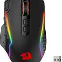 Redragon M810 Pro Wireless Gaming Mouse, 10000 DPI Wired/Wireless Gamer Mouse w/Rapid Fire Key, 8 Macro Buttons, 45-Hour Reliable Power Capacity and RGB Backlit for PC/Mac/Laptop (Black)