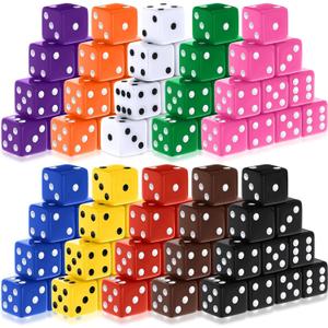 Seenelling 100 Piece 19mm Casino Theme Party Dice Sets Acrylic Large D6 Opaque Dice Bulk for Board Games Birthday Theme Party Supply (Multicolor)