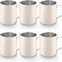 Honeydak 6 Pcs Milk Frothing Pitcher 304 Stainless Steel Steaming Pitchers for Coffee Bar Cappuccino Barista Tools Milk Jug Steamer Frother Cup (12 oz,White)