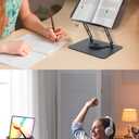 Book Stand for Reading, Multi-Angle & Height Book Holder with 360 Swivel Base, Lightweight Foldable Cookbook Stand for Kitchen, Office, Textbook, Recipe, Music Scores, Kindle, Tablet (Regular Version)