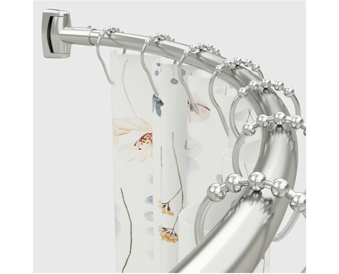 AmazerBath Arched Curved Shower Curtain Rod, 20-79 Inches Heavy Duty Shower Rod Rust Proof Bathroom Curtain Rod, Adjustable Telescoping Design Easy Segmented Installation, Need to Drill, Nickel