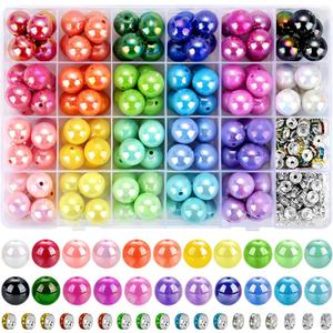 232pcs Beads for Pens, Funtopia Acrylic Focal Beads for Beadable Pens, 16mm Rainbow Chunky Bubblegum Bead with Rondelle Spacer Bead for Keychains DIY Craft Bracelets