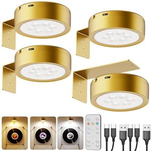 USB Rechargeable Light Over Picture Frame, Gold 2600mAh Battery Operated Art Lights for Paintings Wireless Gallery Wall Light with Remote Control LED Magnetic Spotlight for Accent Artwork Photo Museum