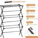 Drying Rack Clothing, 3-Tier Clothes Drying Rack Foldable, Antirust Laundry Drying Rack Collapsible Use for Indoor & Outdoor, 11.8" D x 34.6" W x 35.4" H, Black