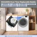 W10185992 Dryer Timer Replacement 418-095-20-B5 WPW10185992 etc Models, Compatible with Maytag Whirlpool, etc Brands, for WED5000DW2 WGD5000DW3 MEDC465HW0 MGDC465HW0 etc Dryer, OEM