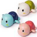 LiKee Bath Toys 3 Pack with 3 Colors | Cute Swimming Turtles Wind Up Toys for Baby Toddlers 1+ Years Old | Floating Bath & Pool Toys for Kids Age 1-3-5 | Baby Shower & Birthday Gift (Boys Girls)