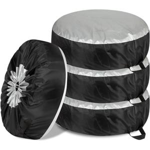 4PCS Car Tire Covers Set, Waterproof RV SUV Trailer Spare Tire Storage Bag with Handle, Portable Anti-UV Sun Snow Rain Wheel Cover, Dustproof Wheel Protector for 13-18 Inch Tires Diameter (S)