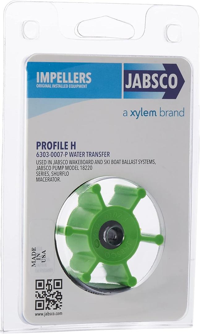 Jabsco 6303-0007-P, Urethane, Drive Type 4, 6 Blade, 2 Diameter, 7/8 Width, 5/16 Shaft, Plastic Insert