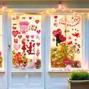 3 x 9 Sheets Valentines Day Window Clings Decor - Double-Sided Heart Cupid & Love Window Stickers, Romantic Valentines Window Decals for Home Office Classroom Store and Parties Decorations