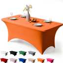 Trlyc 1 Pack 4FT Spandex Table Cloth - 48 x 30 Inch Rectangular Stretch Tablecloth, Wrinkle Resistant Scretch Table Cover for Wedding, Party, Banquet, Picnic, Outdoor Decoration (1Pcs,Orange)
