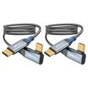 ZeroneTeck [6FT 2-Pack USB 4 for Thunderbolt 4 Cable, [Durable] 8K@60Hz/4K@144Hz USB C Monitor Display Cable, 40Gbps High Speed Data Transfer Right Angle, 240W Charging for MacBook Pro, iPad, SSD, HP, KYY