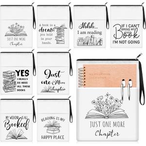 8 Pcs Book Club Gifts Book Pouch Sleeves Bulk with Zipper and Pocket Paperback Sleeve for Librarian Lovers Bookish Group Club Gifts, 11 x 8.7 Inch(Book)